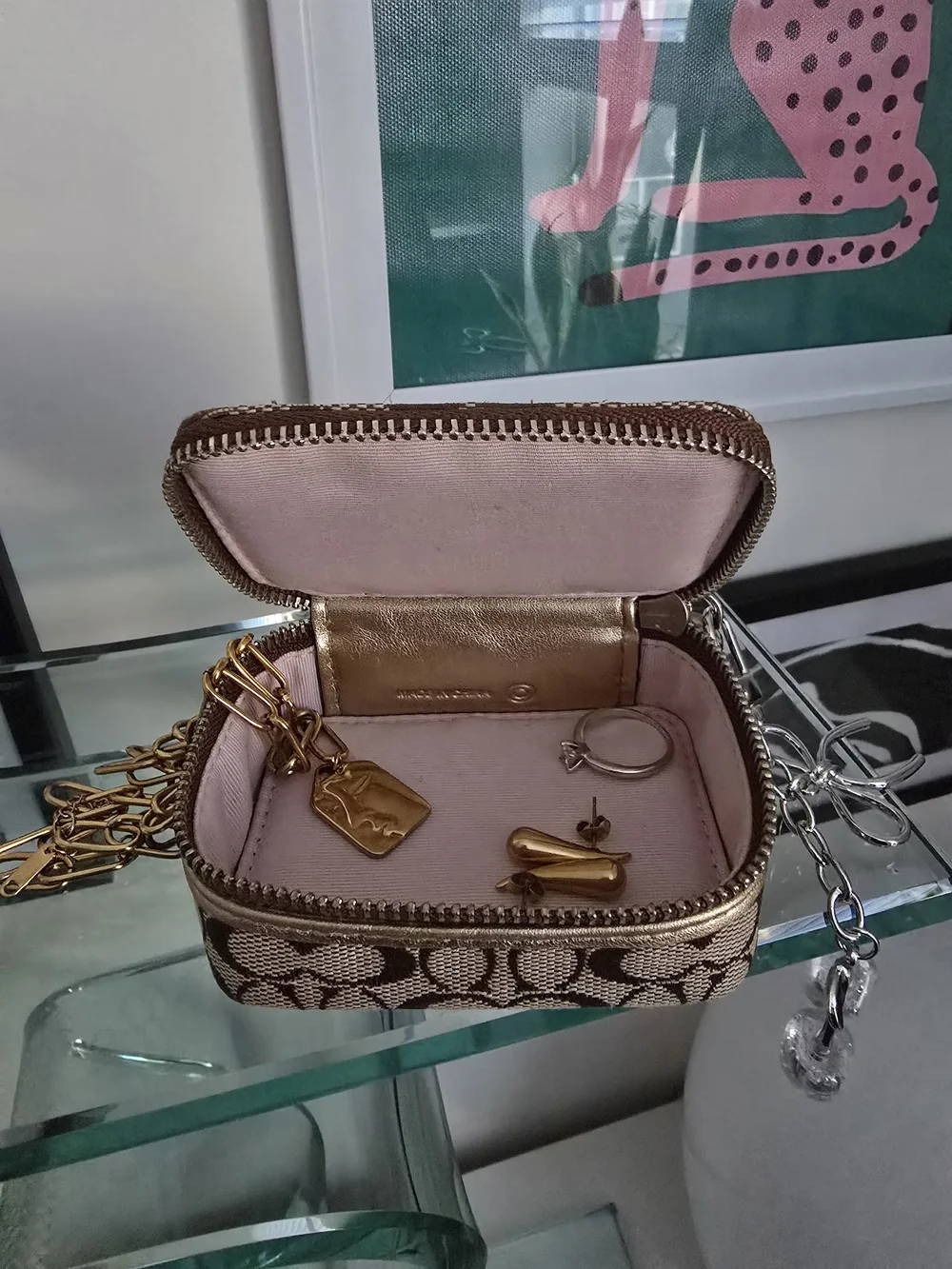 Vintage Coach Pill / Jewelry / Accessory Box W/Cherry Charm